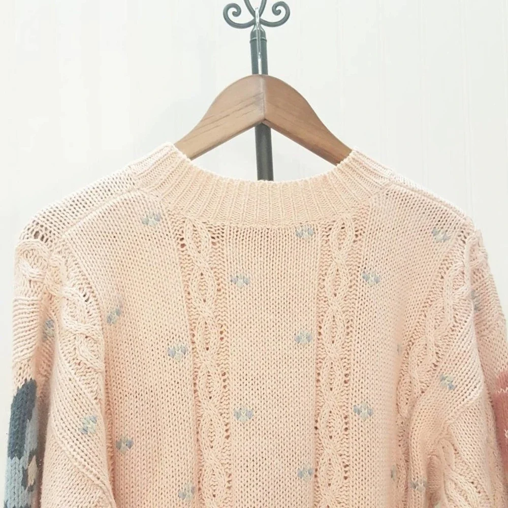 Cozy Vintage Boho Granny Floral  Cottage Core Sweater - Picture 5 of 8